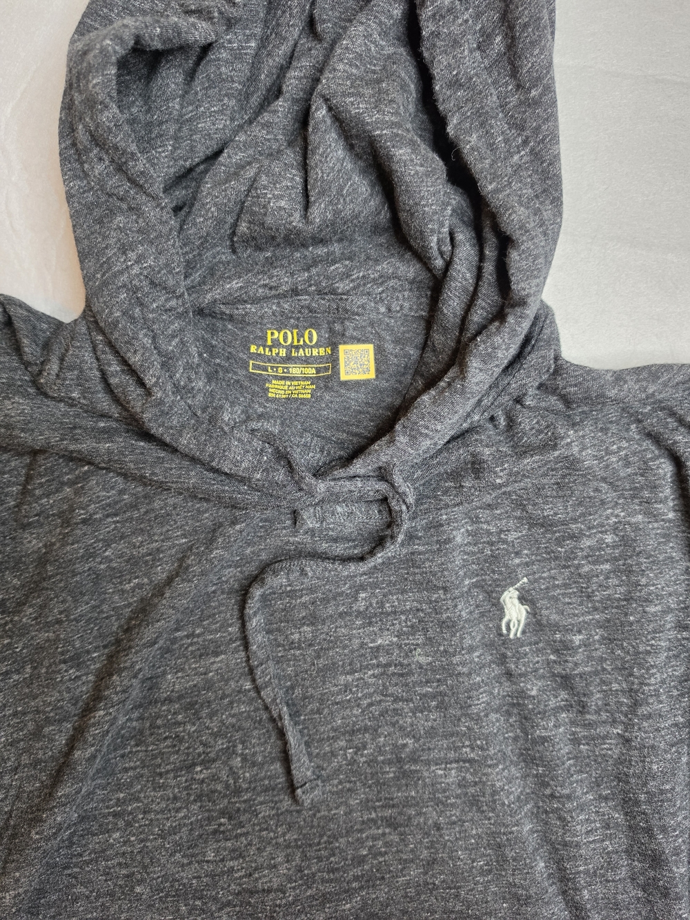 Polo Ralph Lauren Jersey Hooded T-Shirt Size L Pony Charcoal Gray